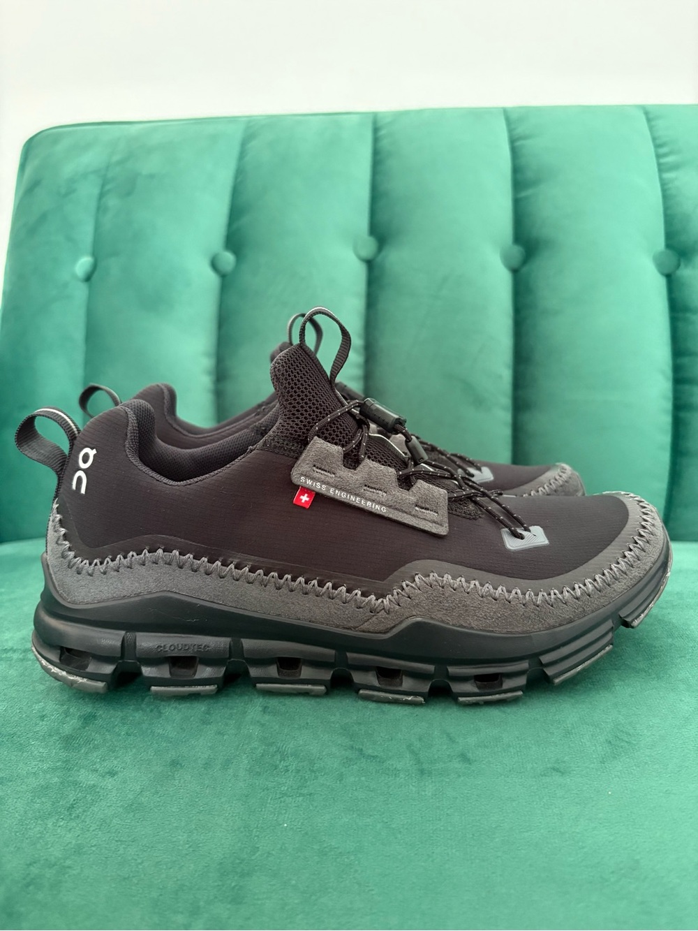 On Running Women's Sneaker in Black and Gray